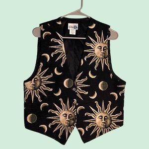 Vintage 90’s Celestial Vest Sun & Moon Size L